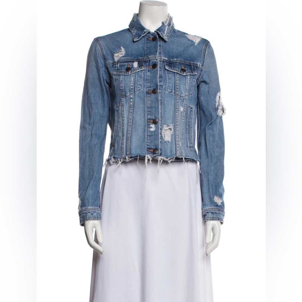 Veronica Beard Blue Cropped Jean Jacket